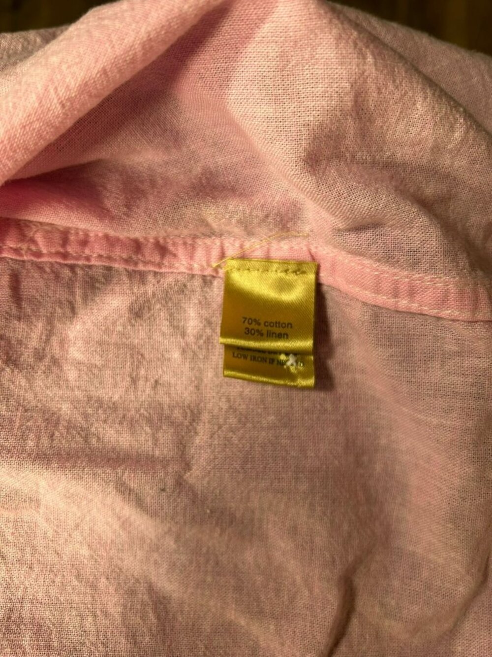 True Grit Mens Pink Button-Up Shirt Chest Pocket Contrast Trim Size XL Cotton/Li - Picture 6 of 7